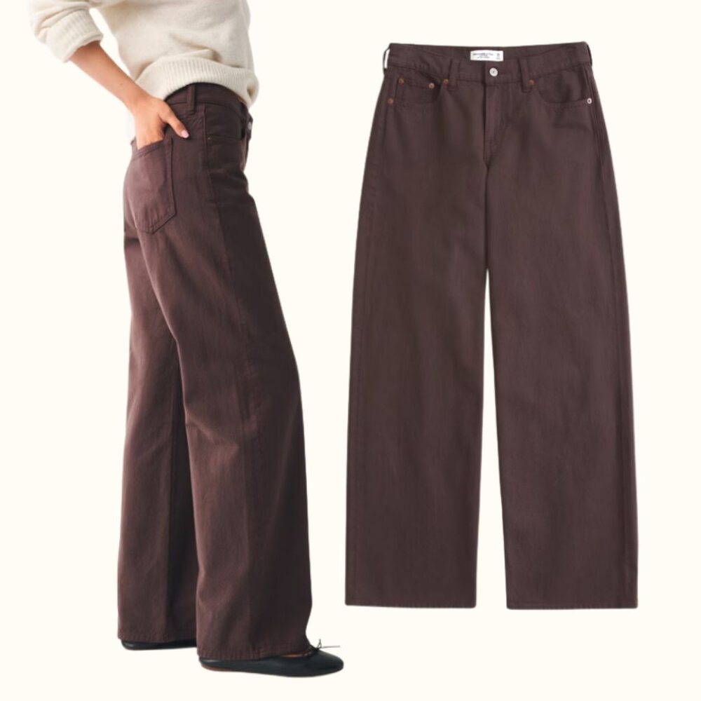 Abercrombie Low Rise Ultra Loose Jeans in Brown